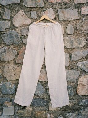 Djerf Avenue Ur An Angel  Linen Drawstring Pants - Cream